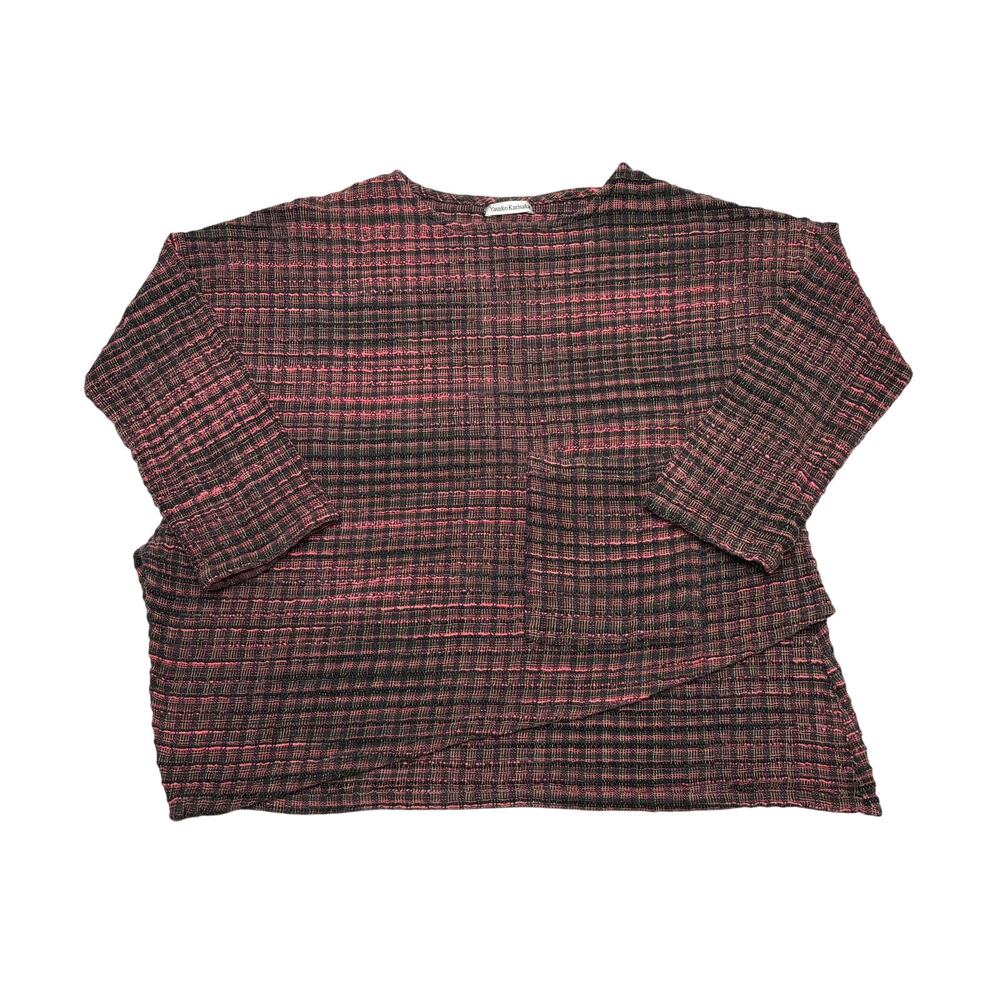 Yasuko Kurisaka Handwoven Cotton Asymmetrical Pocket Sweater Women's Oversized